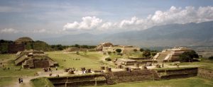Monte Albán, the Zapotec capital, spread across a levelled mountaintop above the Valley of Oaxaca