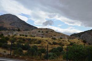The ruins of the citadel of Mycenae on its rocky hill.