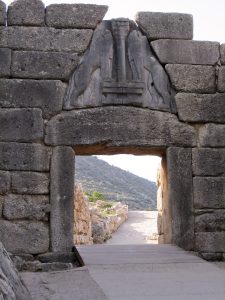 The Lion Gate, the monumental entrance to the citadel of Mycenae.