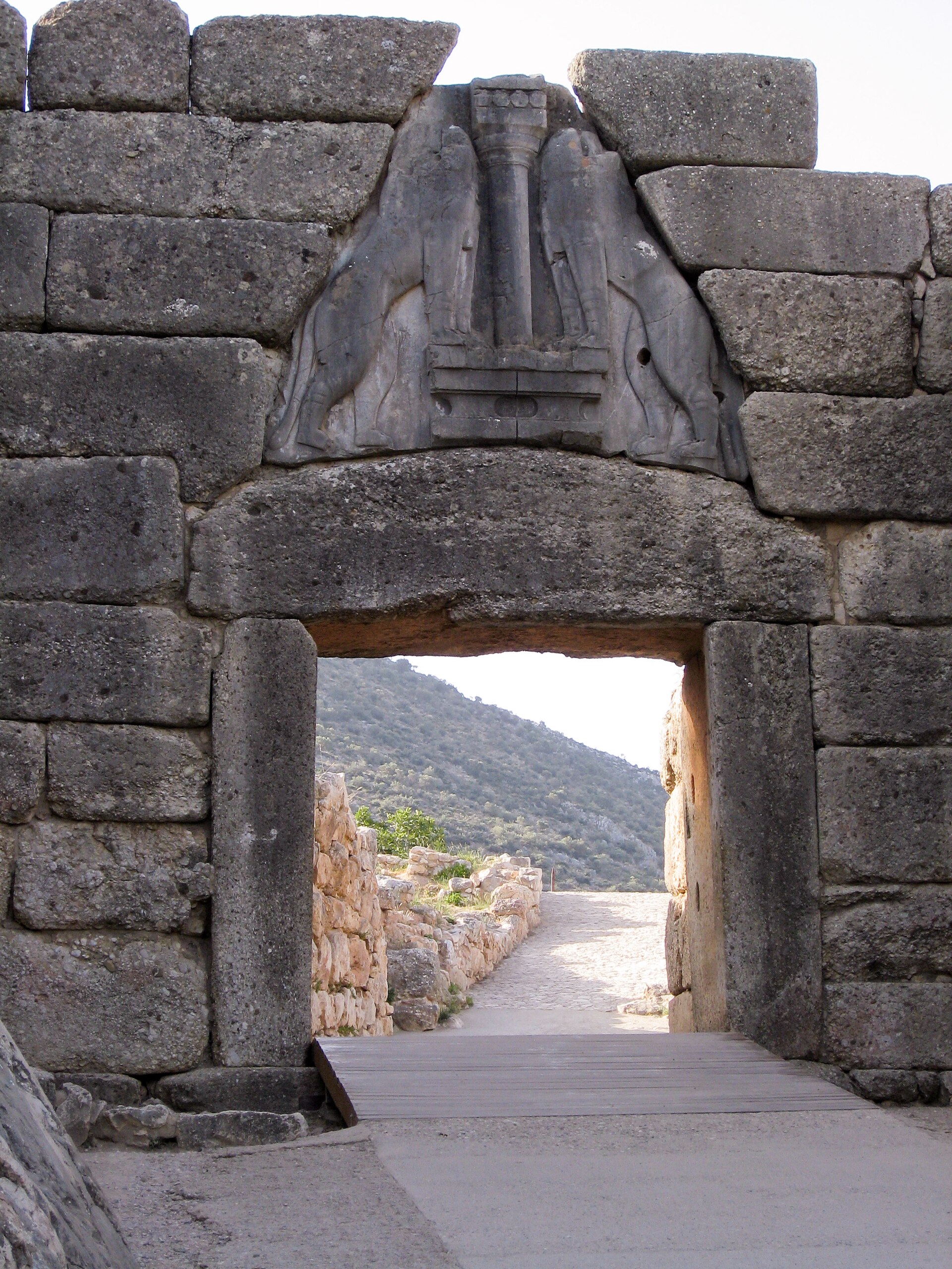 The Lion Gate, the monumental entrance to the citadel of Mycenae.