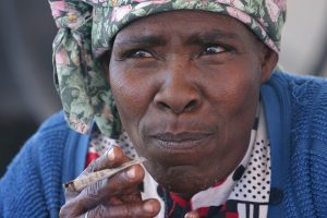 A Nama woman in the Kalahari; the Nama are a Khoekhoe people of Namibia and South Africa.