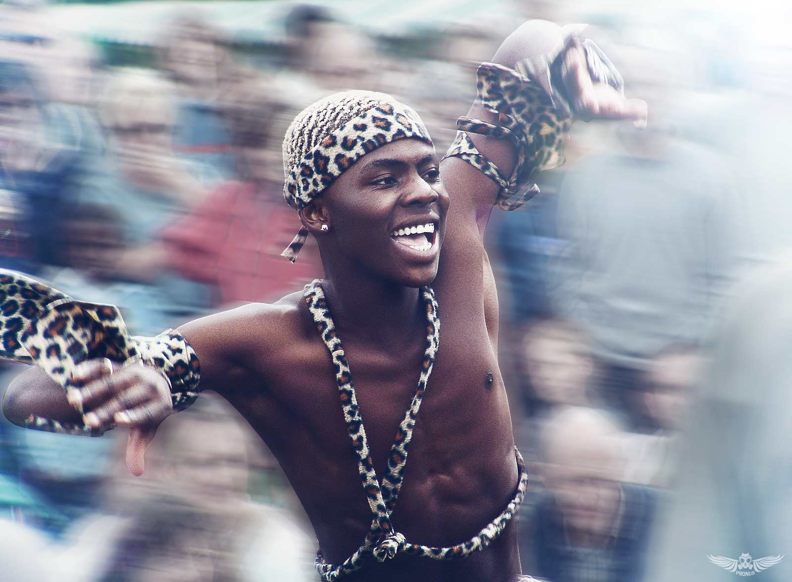 A Zimbabwean dancer in traditional performance.