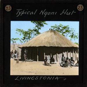 A traditional Ngoni hut at Livingstonia, Malawi, photographed around 1895.