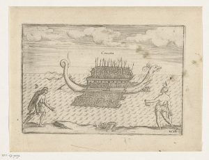An outrigger canoe of the kind used by island peoples