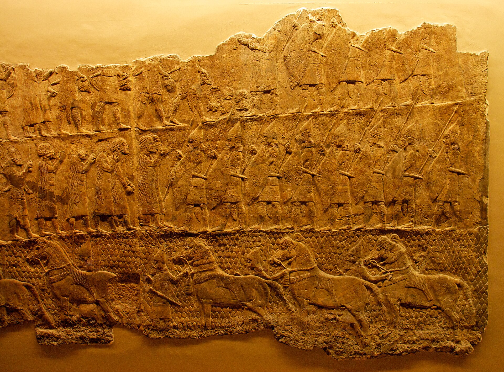 The Lachish relief from Nineveh, depicting the Assyrian siege of a fortified city.