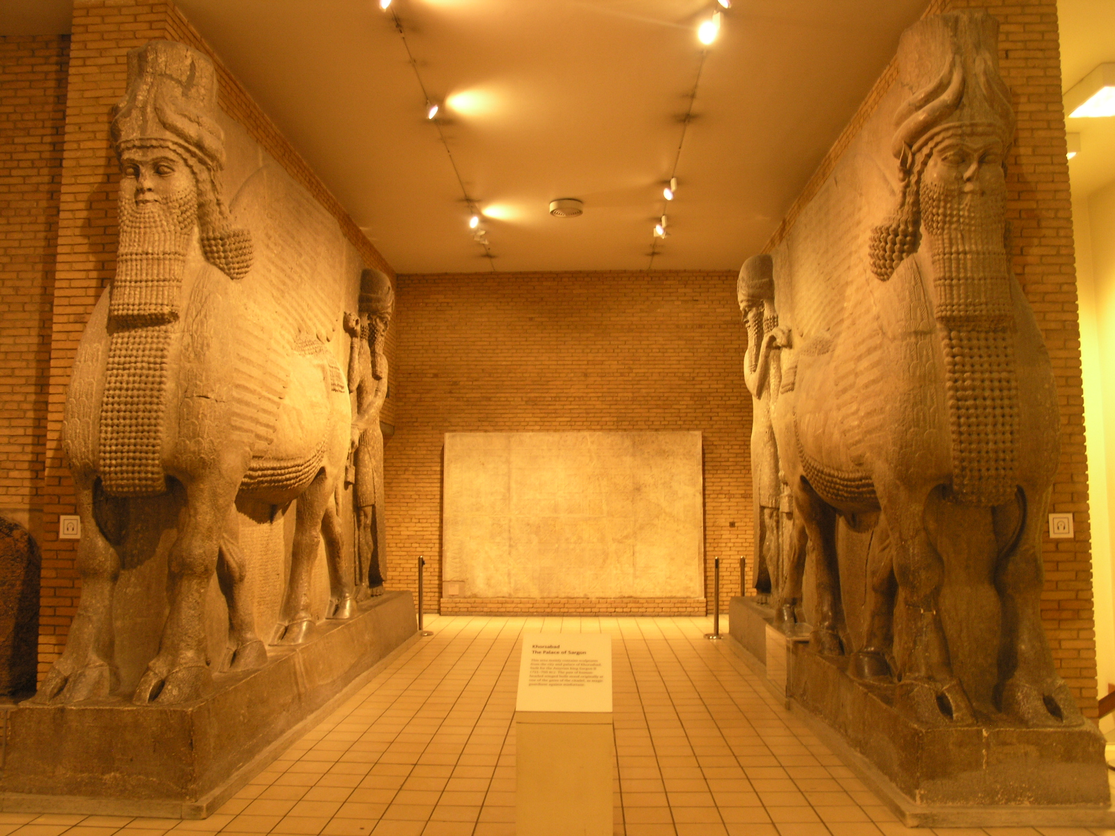 A lamassu, the winged human-headed bull that guarded the gateways of Assyrian palaces.