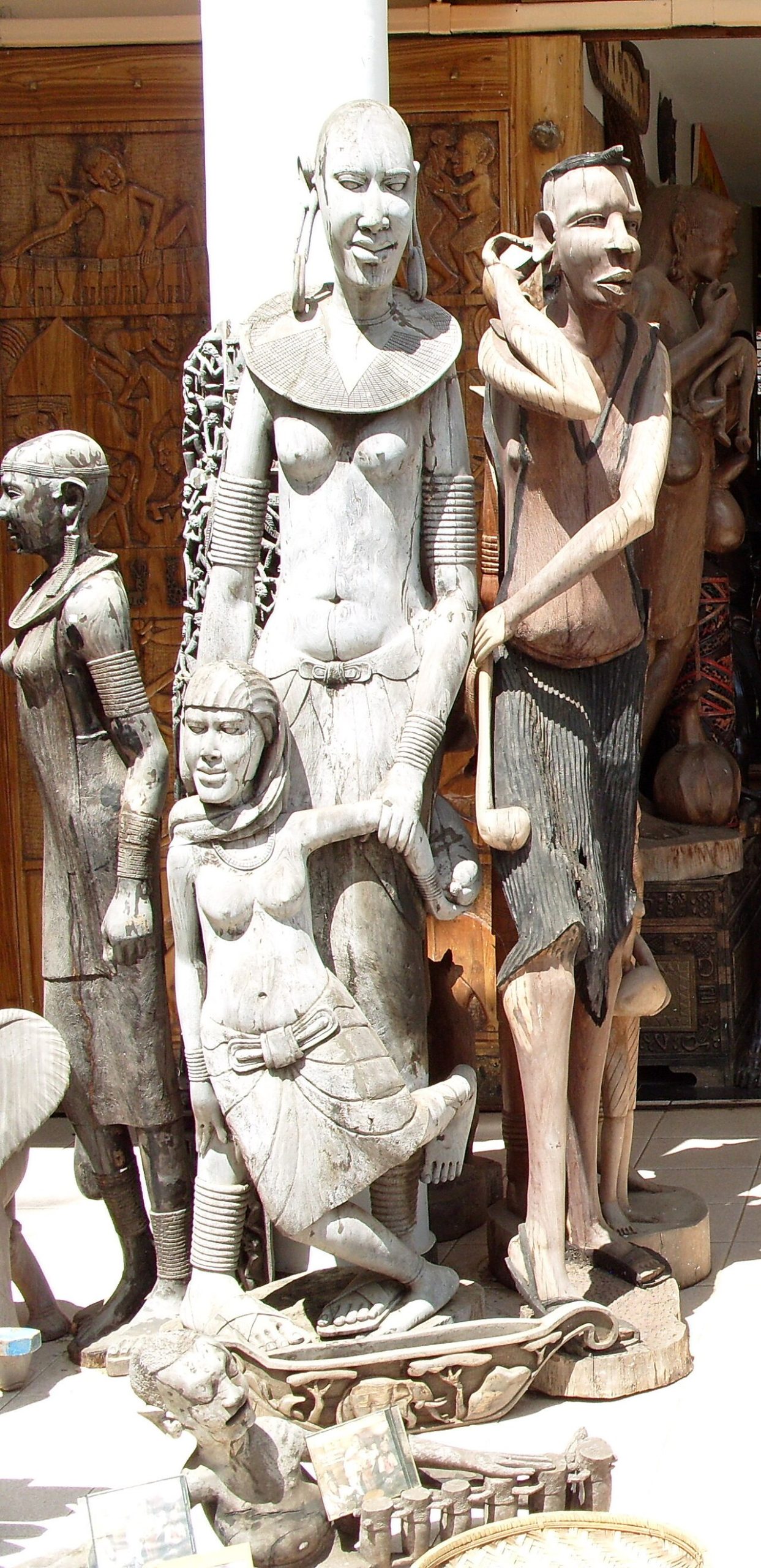 Wood carvings from Tanzania, part of the region's craft tradition.