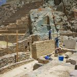 The great stone terraces of Ollantaytambo climbing the mountainside in Peru's Sacred Valley.