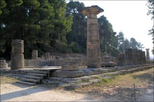 The columns of the Temple of Hera at Olympia.