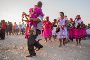 A ritual at an Ovambo homestead; society is matrilineal and was once ruled by kings.