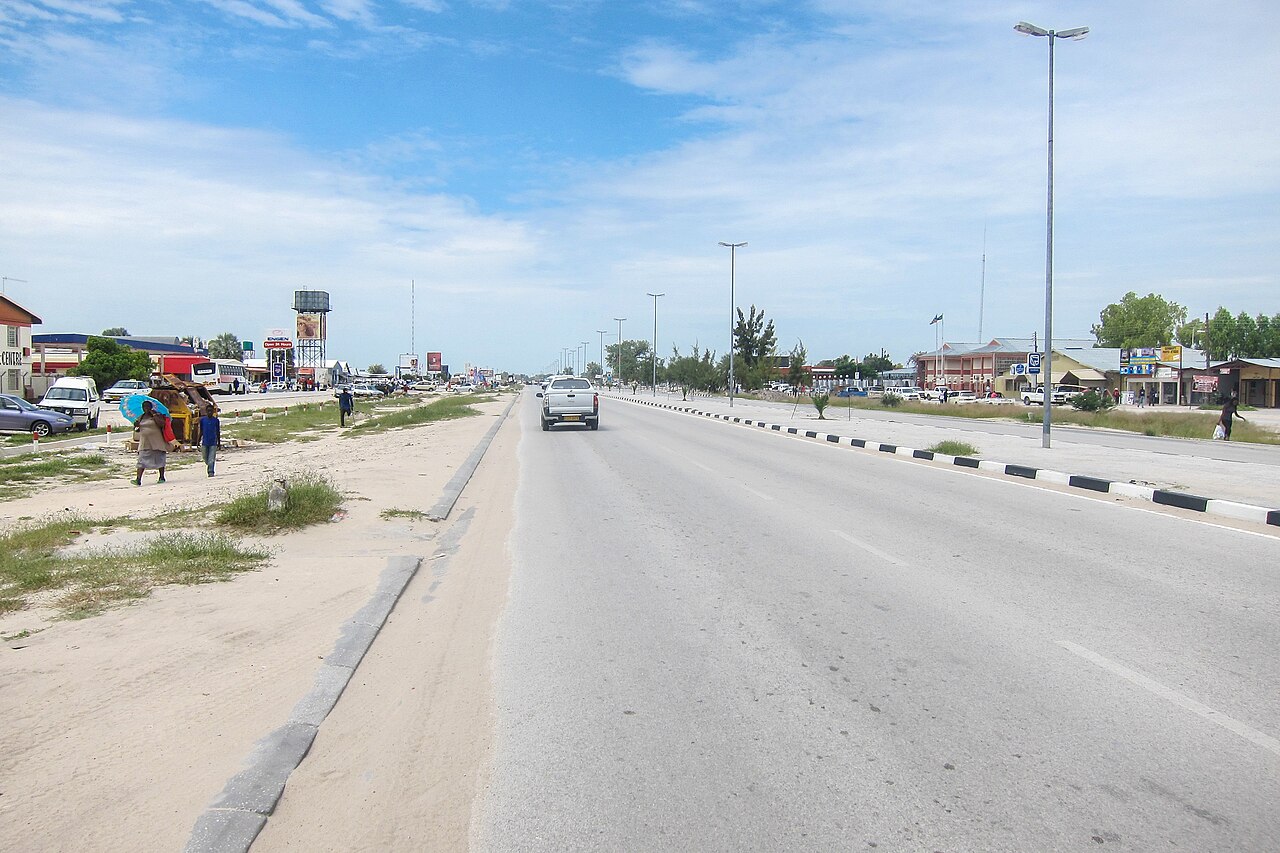 The road between Oshakati and Ondangwa, in the Ovambo country today.