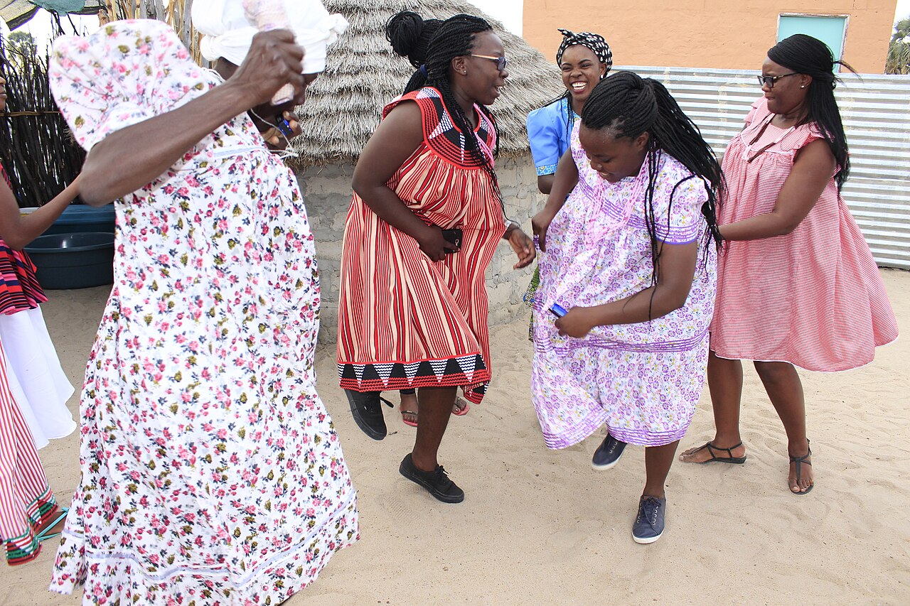 A traditional Ovambo wedding dance in northern Namibia.