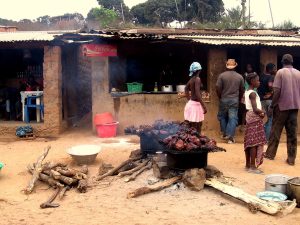 A village street scene in Angola.