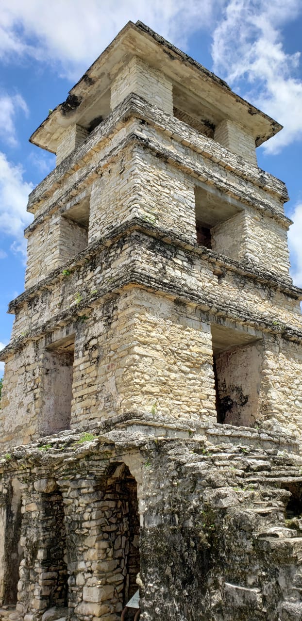 The four-storey tower of the Palace, unique in Maya architecture, perhaps used for observation