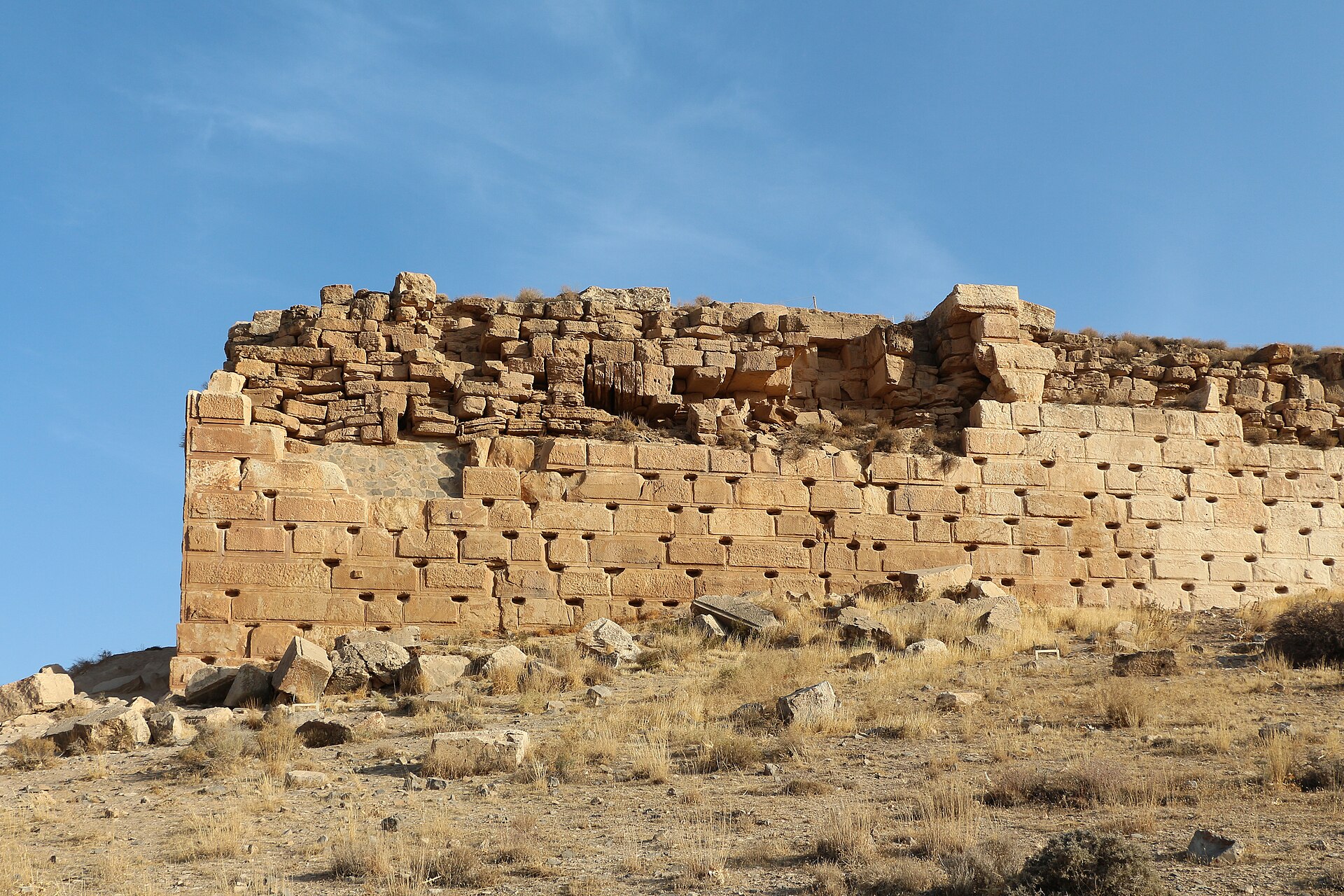 The stone platform of the Tall-e Takht citadel at Pasargadae.
