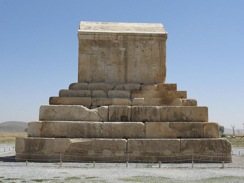 The stepped mausoleum of Cyrus the Great at Pasargadae.