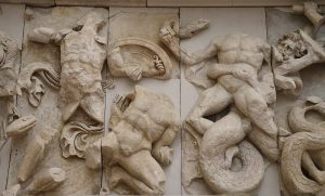 The great frieze of the Pergamon Altar, showing the battle of gods and giants.