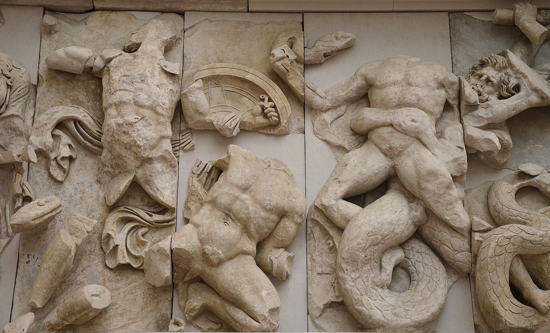 The great frieze of the Pergamon Altar, showing the battle of gods and giants.