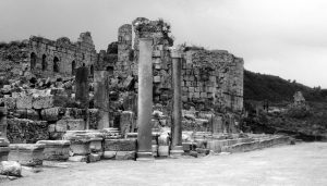 The extensive ruins of the ancient city of Perge.