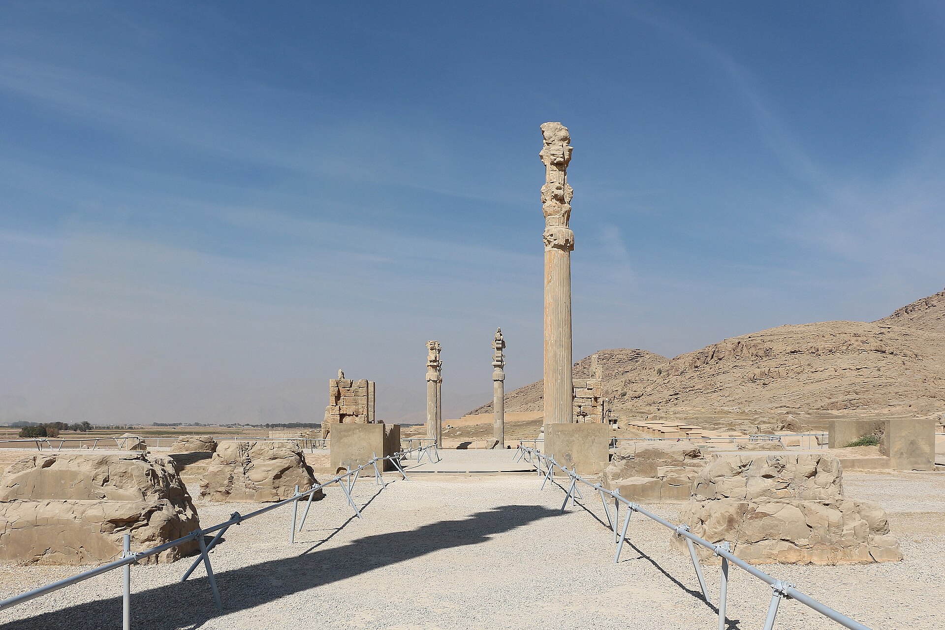 The soaring columns of the Apadana at Persepolis, ceremonial capital of ancient Persia.