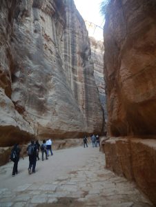 The Siq, the narrow winding gorge that forms the dramatic entrance to Petra.