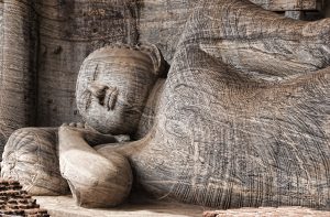 The serene reclining Buddha of Gal Vihara, carved from the living rock.