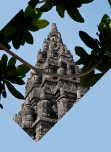 The soaring towers of Prambanan, the great Hindu temple of central Java.