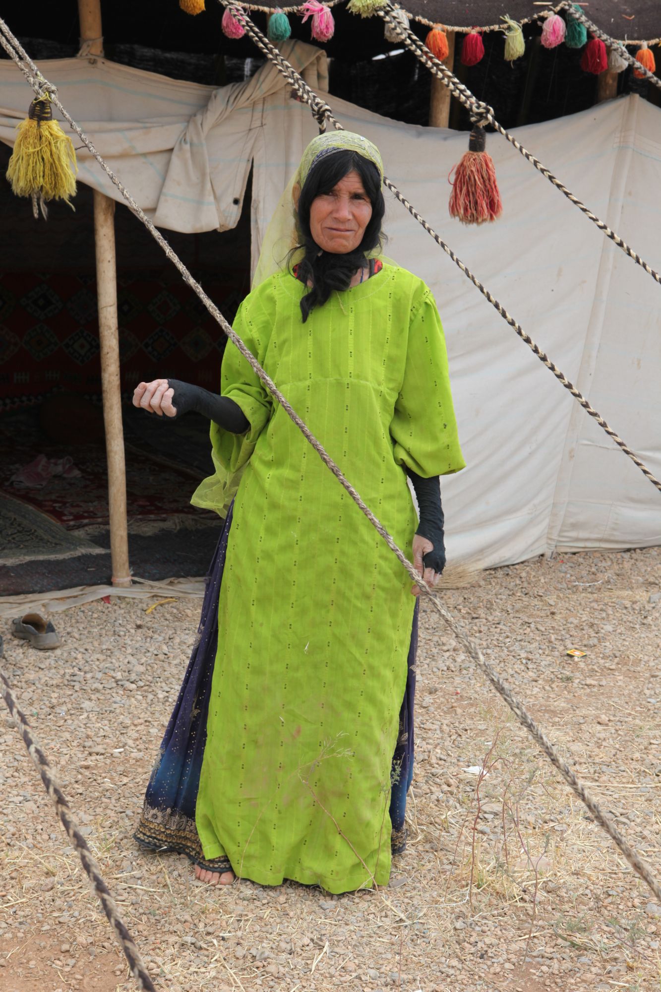 A Qashqai nomad woman of southern Iran, in the tribe's colourful dress.