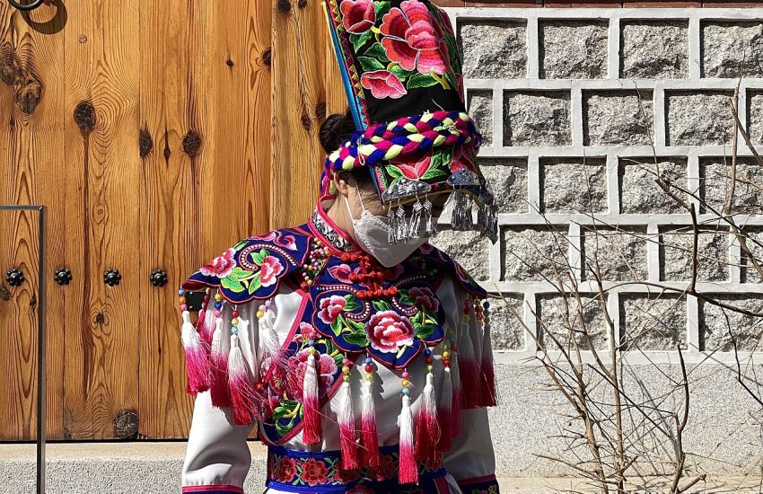 Qiang people in traditional costume