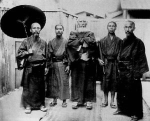 Men in traditional Ryukyuan dress