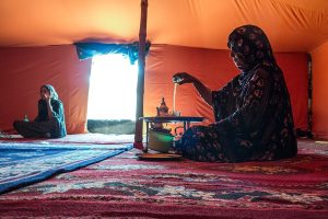 A traditional Sahrawi tent, the khaima, the centre of nomad life.