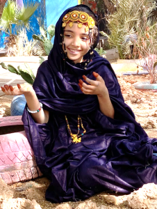 The melhfa, the flowing garment worn by Sahrawi women.