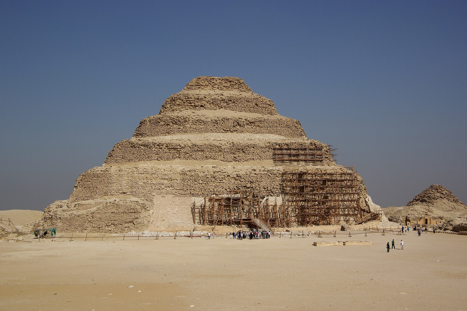 The terraced Step Pyramid, designed by the architect Imhotep at Saqqara.