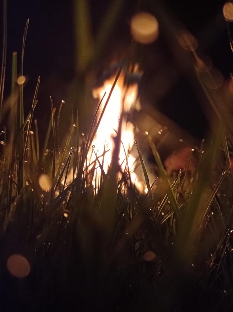 Campfire at a night gathering