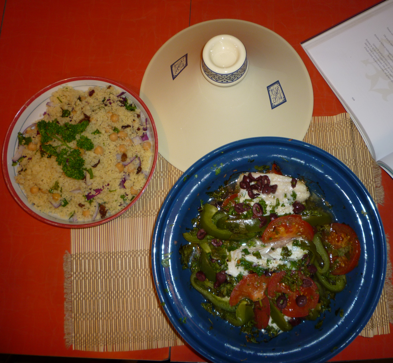 Tajine with couscous, the staple of the Moroccan table.