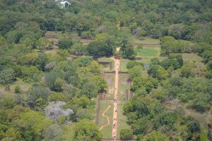The great rock of Sigiriya rising from the plains of central Sri Lanka.
