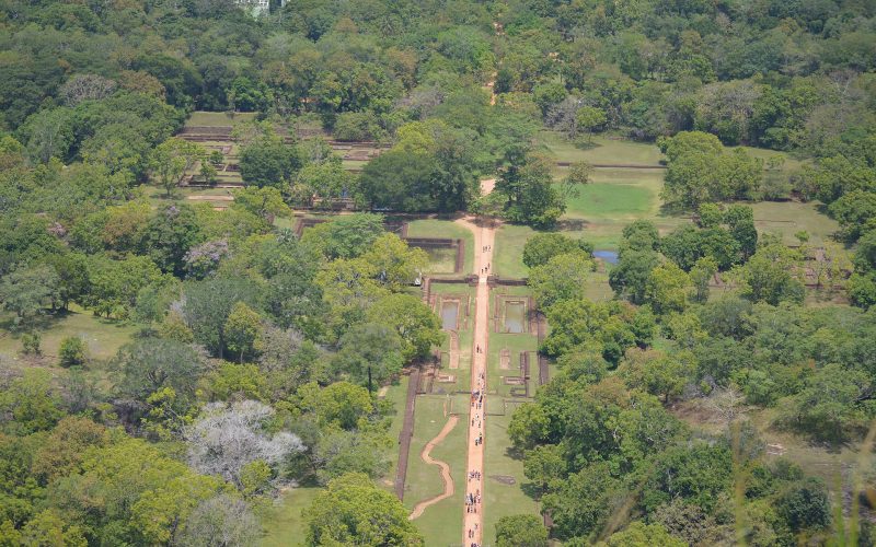 The great rock of Sigiriya rising from the plains of central Sri Lanka.