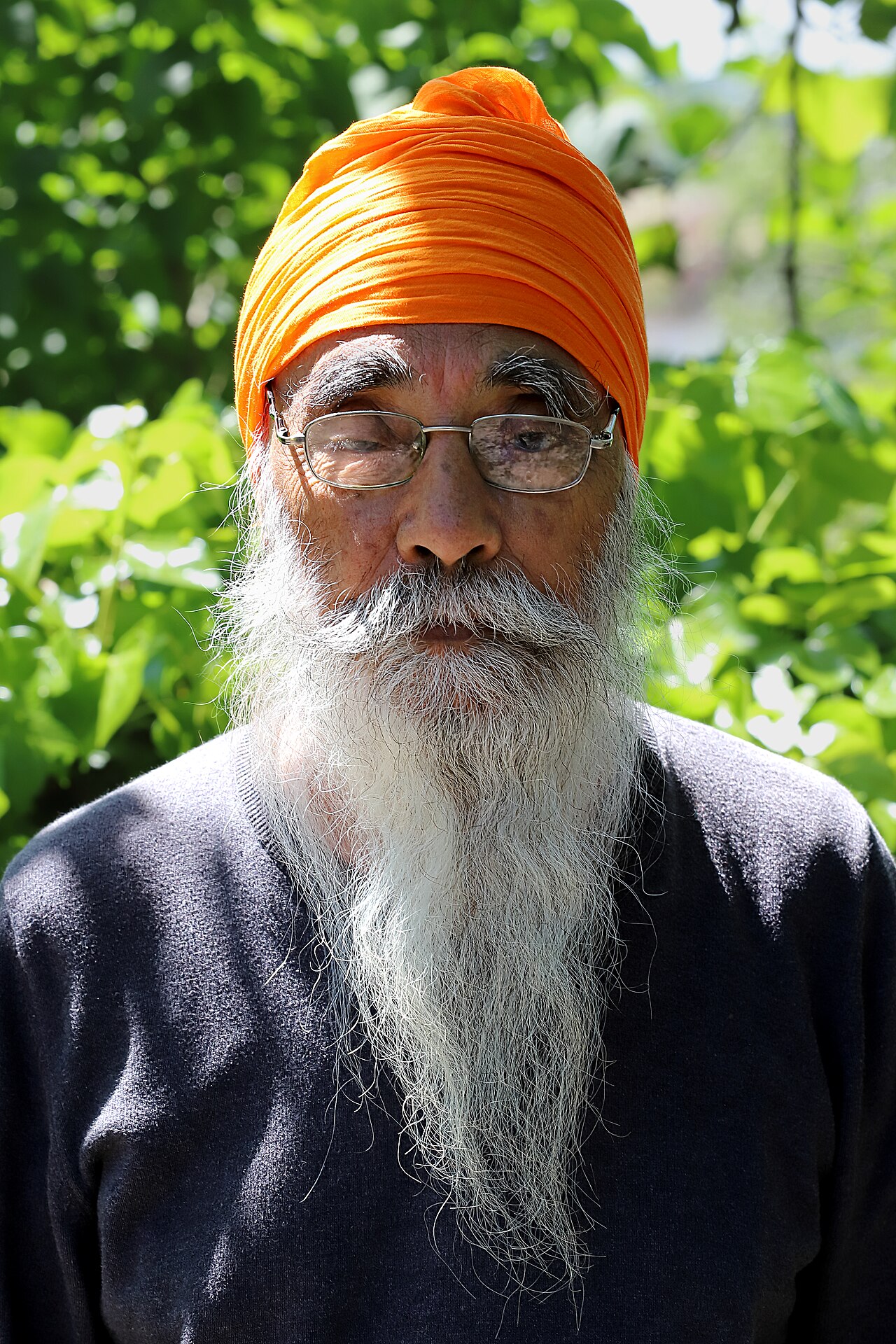 A Sikh man wearing the turban, emblem of the community