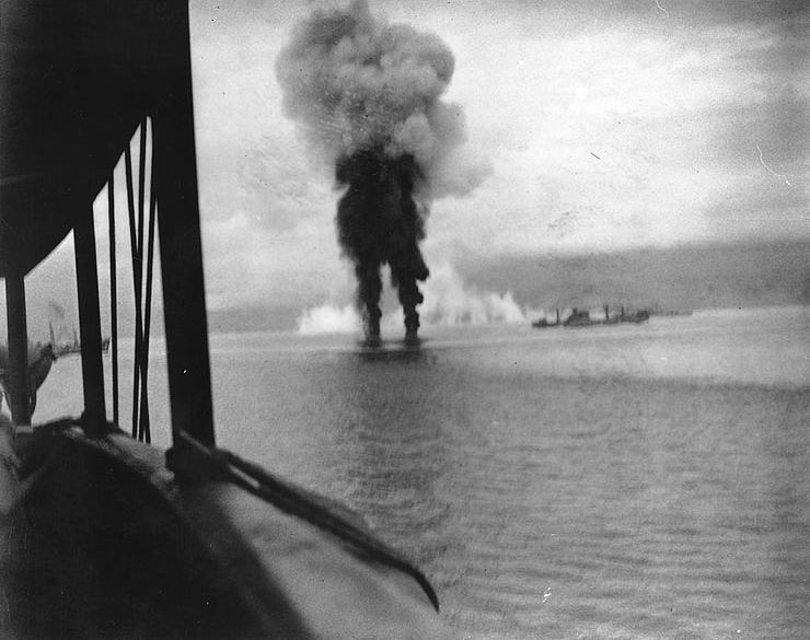 The naval battle of Guadalcanal, part of the fierce Second World War campaign.