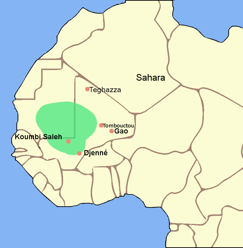 A map of the Ghana Empire, the great state founded by the Soninke.