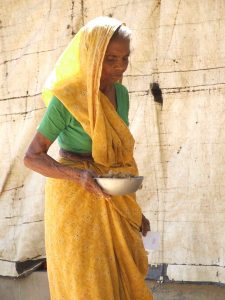 A Tamil grandmother in traditional dress and jewellery