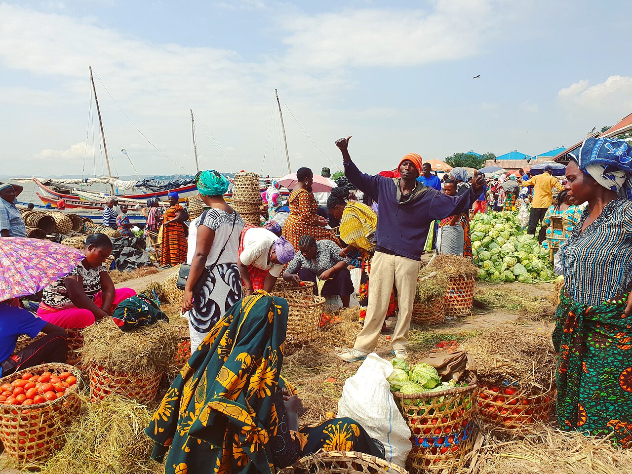 The fish market at Mwanza on the shore of Lake Victoria.