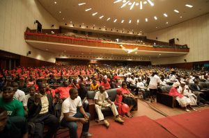A gathering in Conakry; Susu society is bound by kinship, Islam and trade.