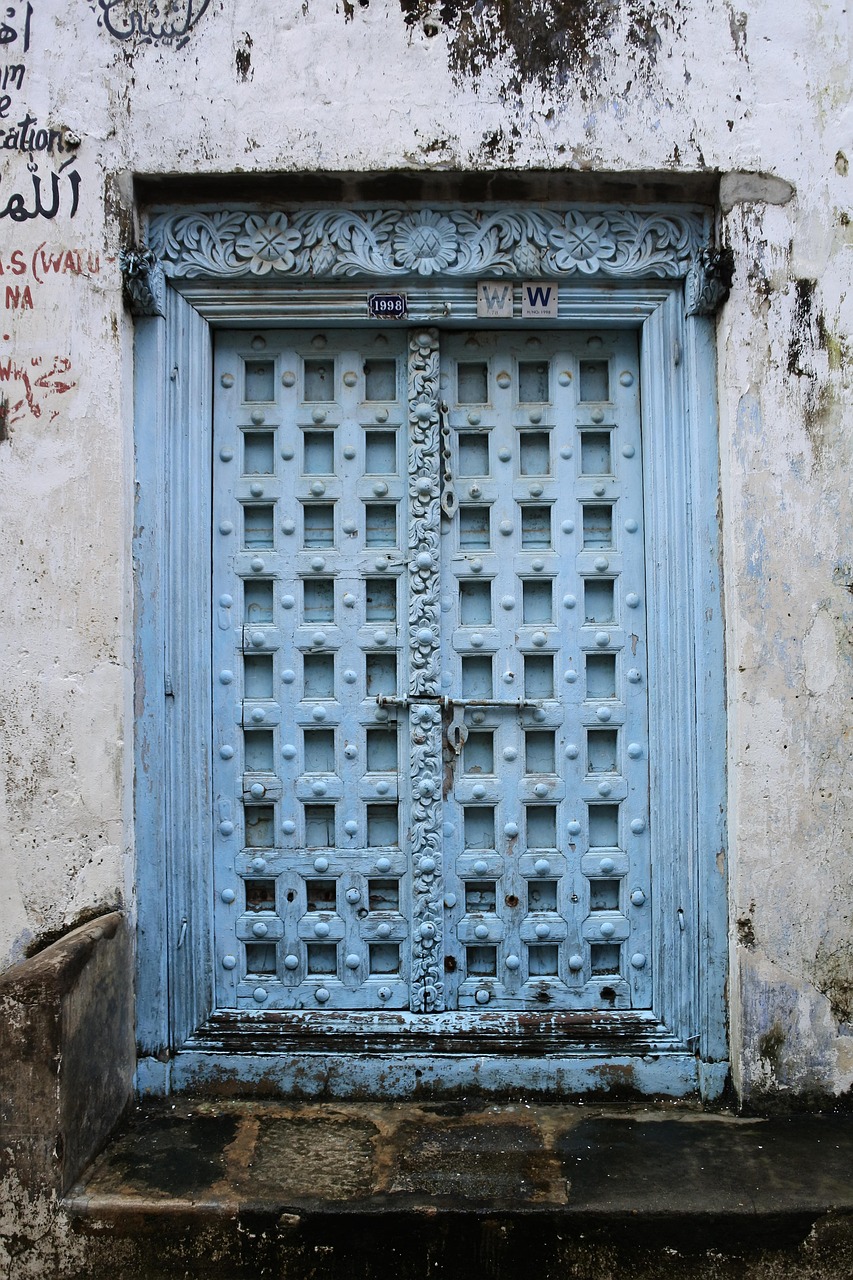 A carved Zanzibar door