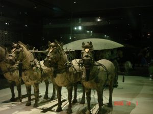 An intricate bronze chariot found near the tomb of the First Emperor.
