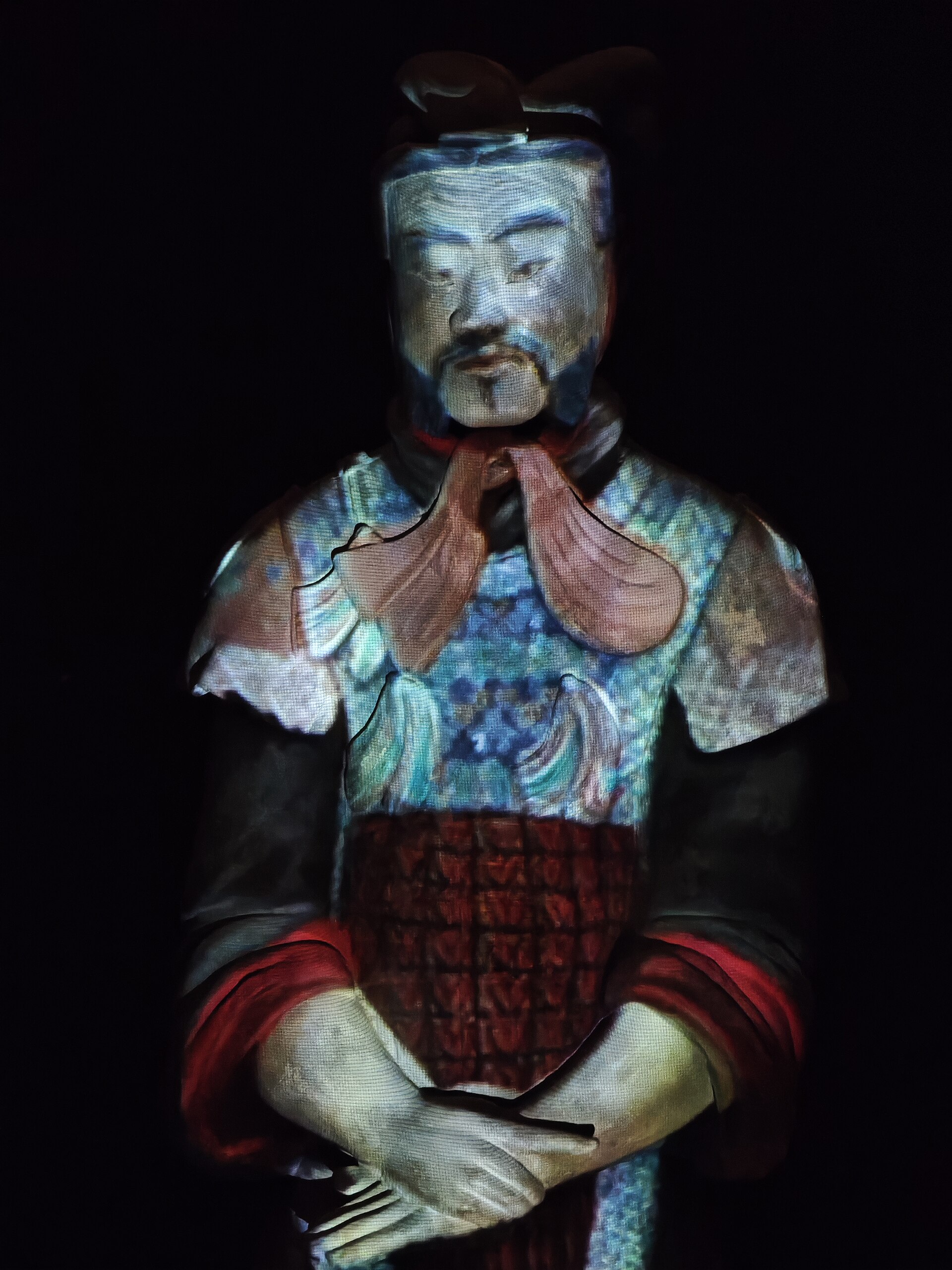 Traces of the bright paint that once covered every terracotta warrior.