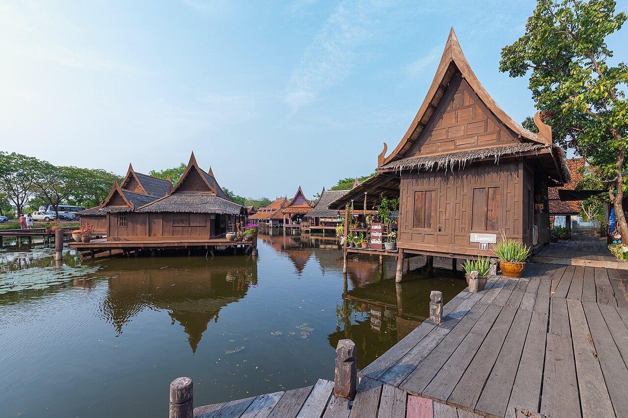 A traditional floating market of the Thai waterways
