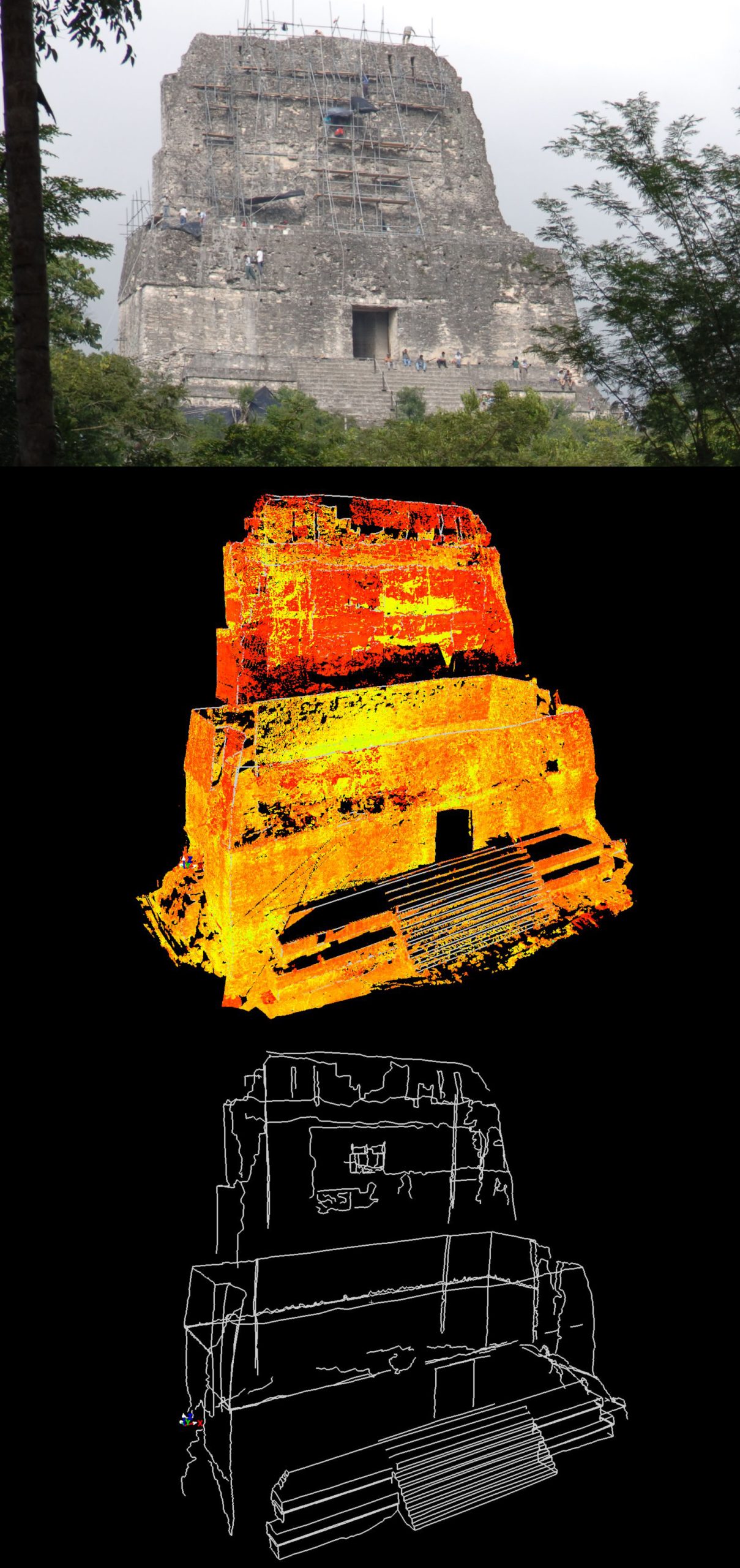 Temple IV, the tallest structure at Tikal, its summit breaking above the rainforest canopy