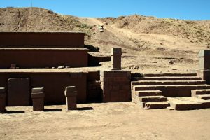The Akapana, a large stepped platform mound at the heart of Tiwanaku