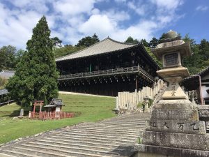 The Nigatsu-do hall on the hillside above Todai-ji, site of the annual Omizutori fire festival